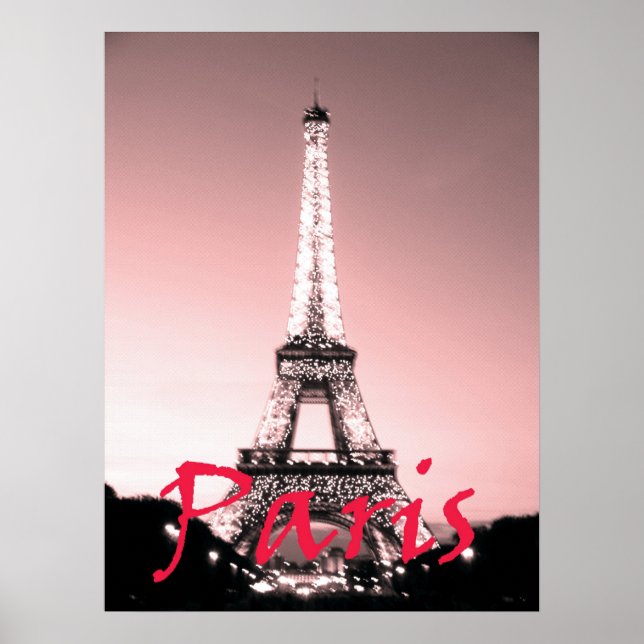 Poster Paris Tour Eiffel rose (Devant)
