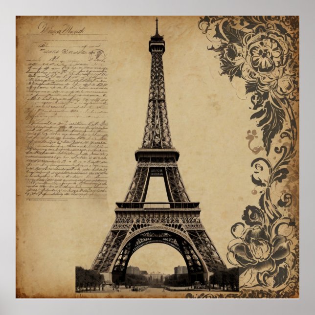 Poster Paris Tour Eiffel Vintage (Devant)