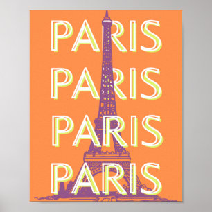 Poster Paris, Travel Art, Retro Travel Art