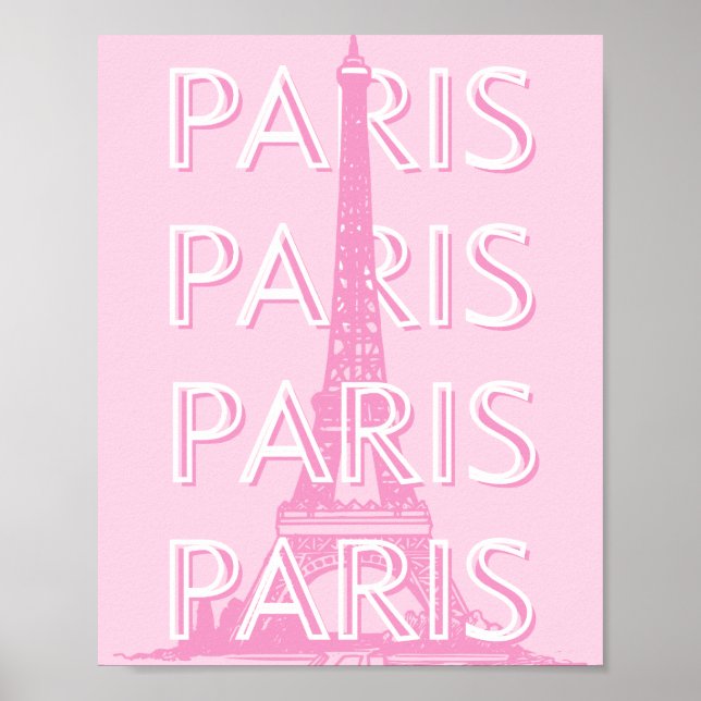 Poster Paris Travel Art, Travel Art, Preppy Art, Rose (Devant)