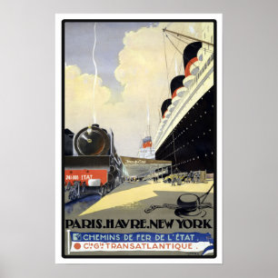 Poster Paris vintage à New York Voyage