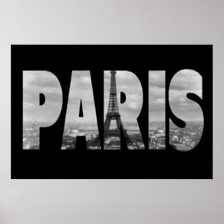 Poster Paris Vintage noir et blanc et la Tour Eiffel