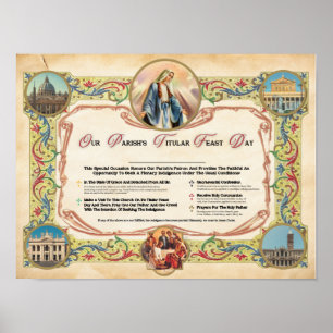 Poster Parish Titulaire Fête Jour d'indulgence Plaque