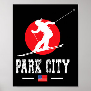 Poster Park City Usa Station de ski Rocky Mountains Ameri