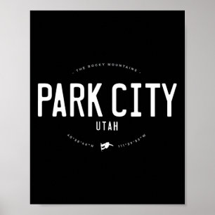 Poster Park City Utah Graphic Snowboar Vintage en détress