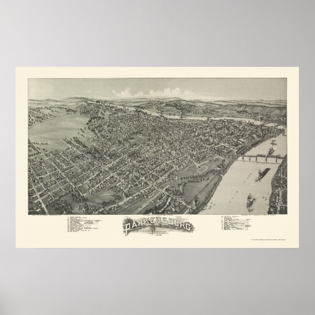 Poster Parkersburg, WV Carte panoramique - 1899 (Devant)