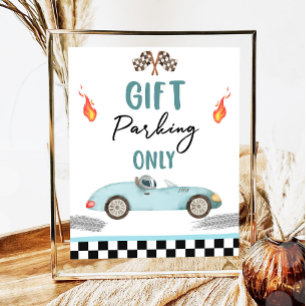 Poster Parking Cadeau Seulement Blue Race Car Deux Annive