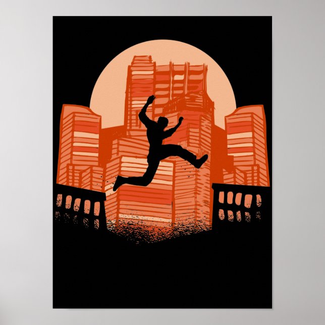Poster Parkour, freerunner, parkour runner cadeau (Devant)