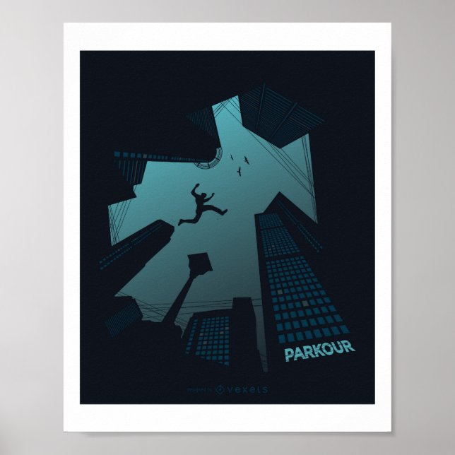 Poster PARKOUR Teen Graphics Building Roof Jumping (Devant)