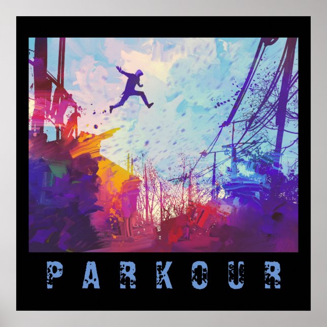 Poster Parkour Urban Free Runling Freestyling Art Moderne (Devant)