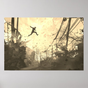 Poster Parkour Urban Obstacle Course Modern Sepia