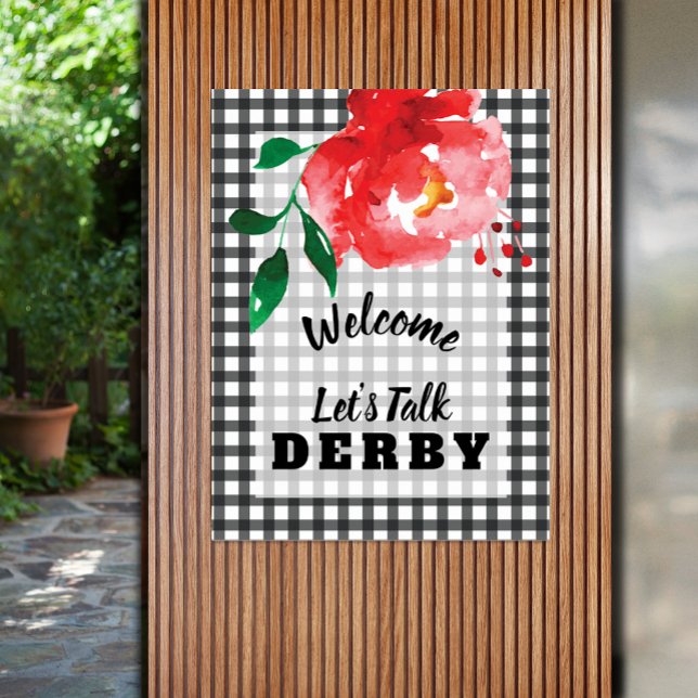 Poster Parlez Derby à moi Red Rose sur En vichy Bienvenue (Talk Derby to Me Red Rose on Gingham Welcome Poster - PRINTED and/or INSTANT DOWNLOAD)