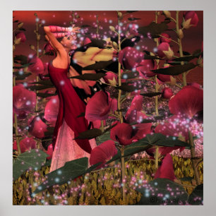 Poster Parmi les roses trémière