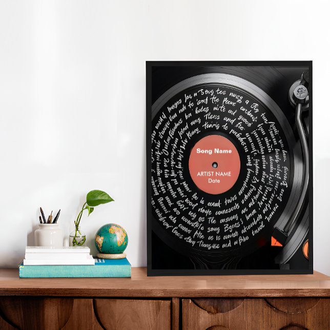 Poster Paroles de vinyle personnalisées Imprimer, Musique (Custom Vinyl Lyrics Print, Personalised Music Poster)