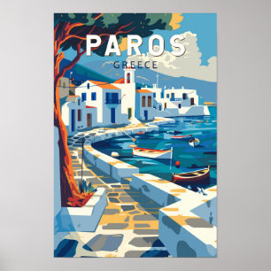 Poster Paros Grèce Voyage Art Rétro