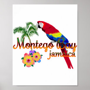 Poster Parrot tropical de la baie de Montego en Jamaïque