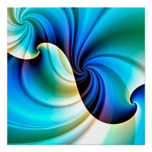 Poster Part of a Wave (turquoise-ultramarine-yellow)