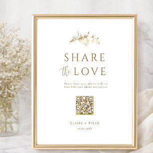 Poster Partagez l'Amour, Élégant Signe de mariage QR Code