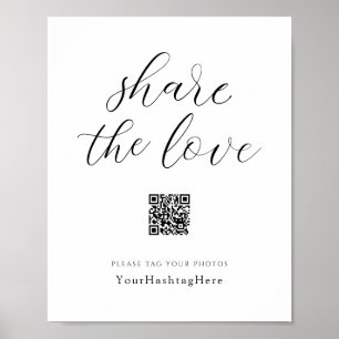Poster Partagez l'Amour Panneau de Hashtag de Mariage É