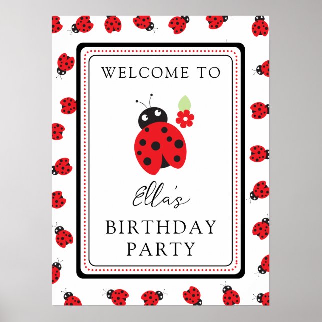 Poster Parti Anniversaire de enfant Cutest Little Ladybug (Devant)
