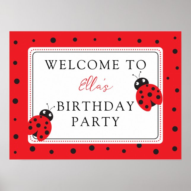 Poster Parti Anniversaire de enfant Cutest Little Ladybug (Devant)