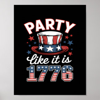 Poster Parti Comme C'Est 1776 4 juillet L'Amérique Indépe
