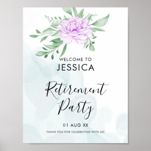 Poster Parti de retraite Feuille de l'Eucalyptus Rose pou