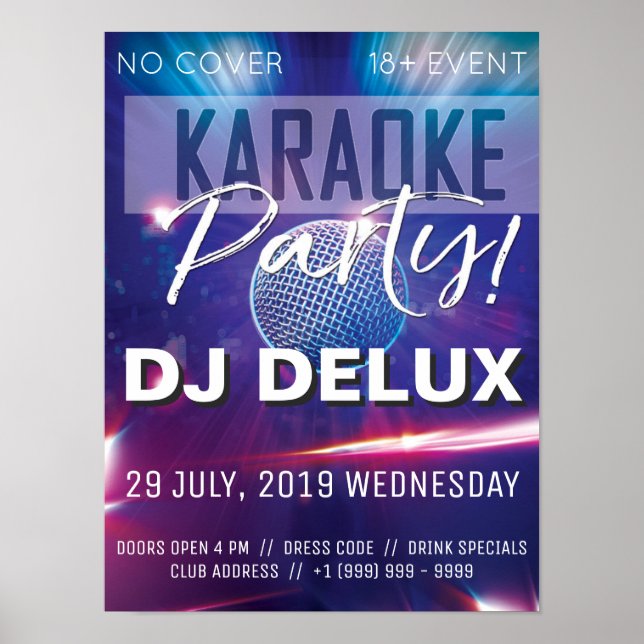 Poster Parti Karaoke | DJ | Club Flyer (Devant)