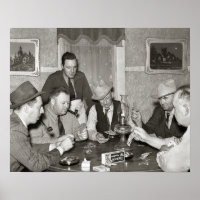 Partie de poker, 1939. Photo ancienne