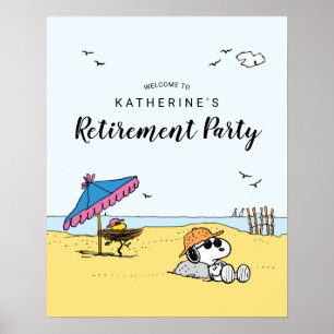 Poster Partie de retraite Snoopy & Woodstock sur la pla