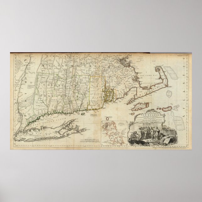 Poster Partie sud des provinces de Massachusetts Bay (Devant)