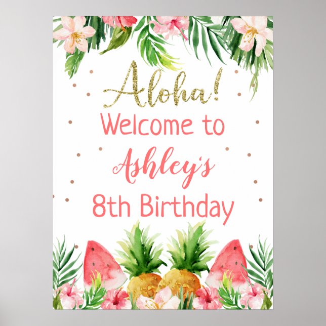 Poster Parties scintillant Aloha Fruit Floral Anniversair (Devant)