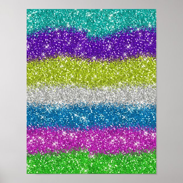 Poster Parties scintillant arc-en-ciel (Devant)