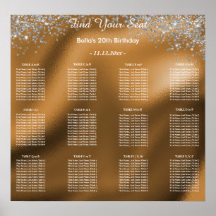 Poster Parties scintillant Argent Anniversaire Alphabétiq