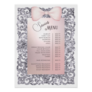 Poster Parties scintillant Argent - Menu Services Bow ros