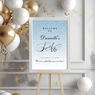 Poster Parties scintillant bleu clair Sweet 16 Accueil pe