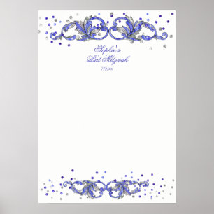 Poster Parties scintillant bleue, Bat mitzvah, Personnali
