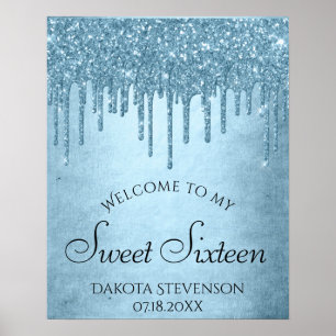 Poster Parties scintillant Bleue Glace   Glam Sweet sixte