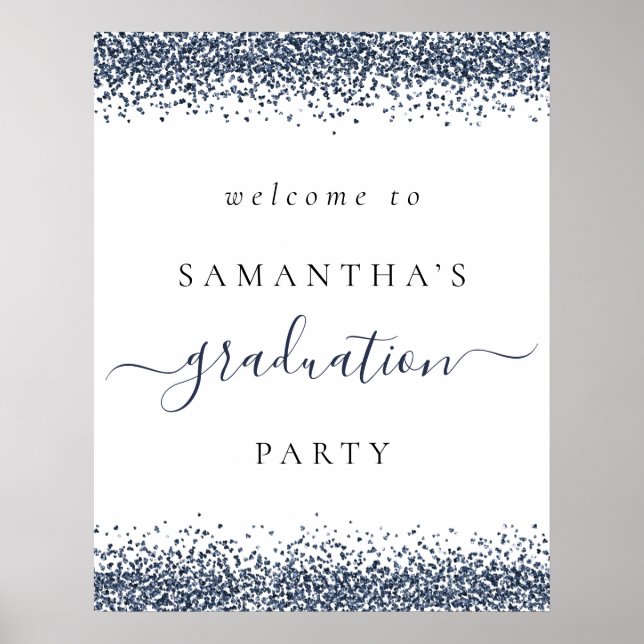 Poster Parties scintillant Bleue tendance Bienvenue fête  (Devant)