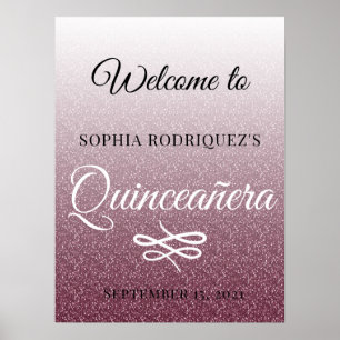 Poster Parties scintillant Bourgogne Quinceañera 15e anni