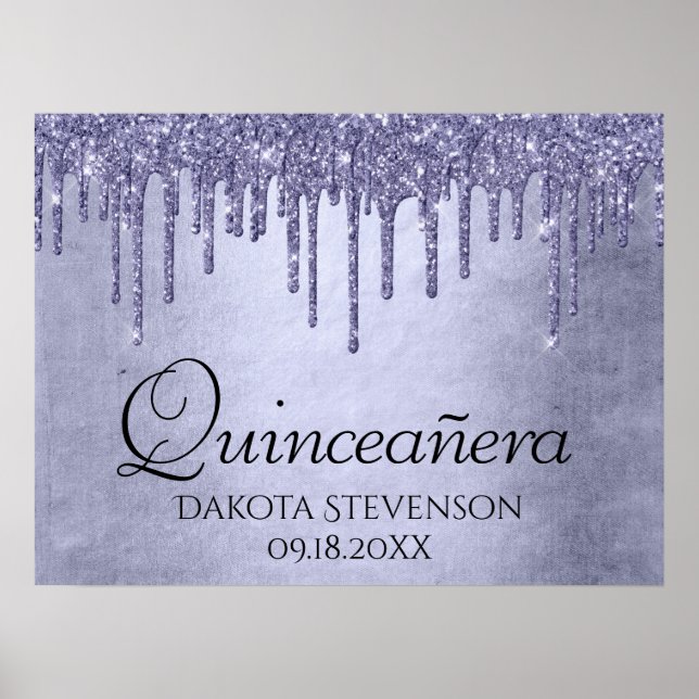 Poster Parties scintillant chic à goutte | Quinceanera vi (Devant)