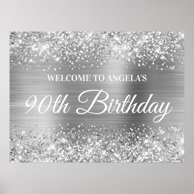 Poster Parties scintillant d'argent et Foil 90e anniversa (Devant)