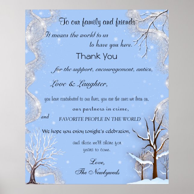 Poster Parties scintillant d'argent Snowflakes Arbres cou (Devant)
