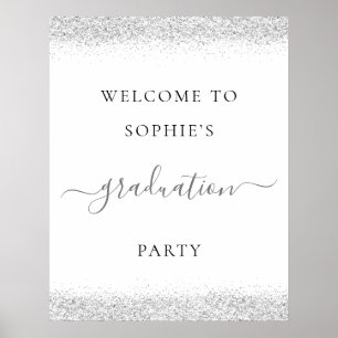 Poster Parties scintillant d'argent Welcome Graduation Pa