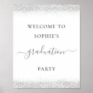 Poster Parties scintillant d'argent Welcome Graduation Pa