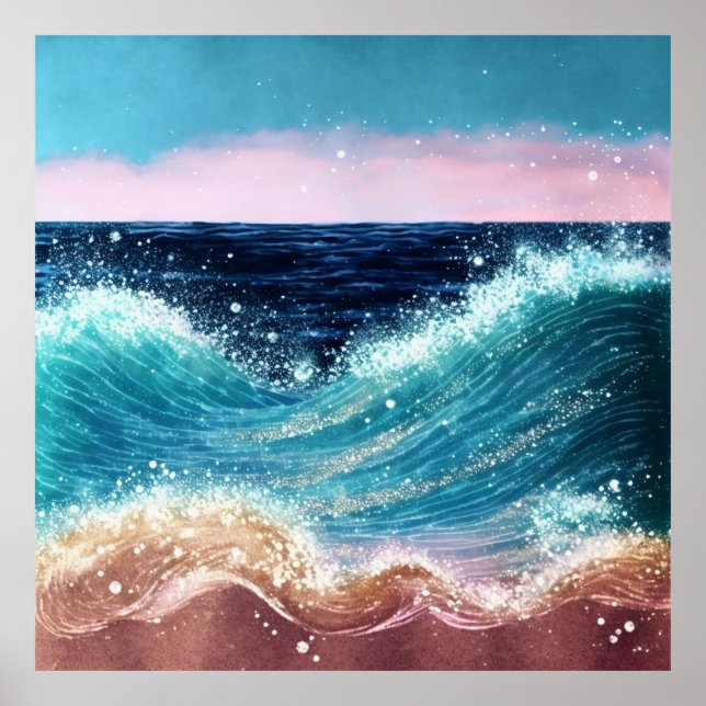 Poster *~* Parties scintillant de sable de mer AP60 Vague (Devant)