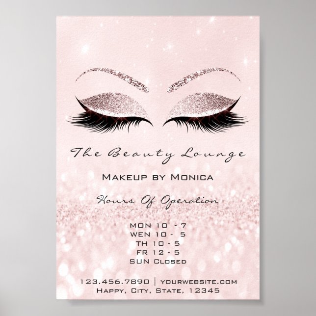 Poster Parties scintillant de salon de beauté rose (Devant)