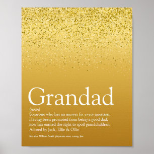 Poster Parties scintillant d'or amusant Grand-père Grand-