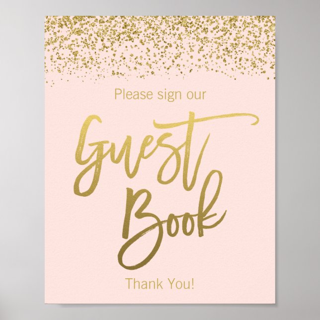 Poster Parties scintillant d'or Blush Pink Faux Connexion (Devant)