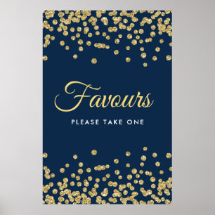 Poster Parties scintillant d'or Confetti Mariage Faveurs